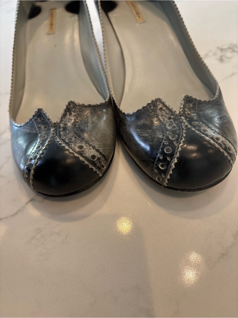 Max Studio Metallic Silver and Black Low Heel Pumps SW - Picture 10 of 11